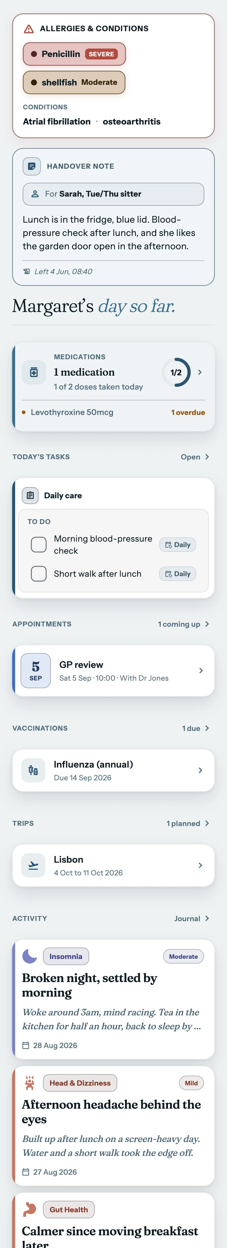 The Biojrnl a managed profile screen