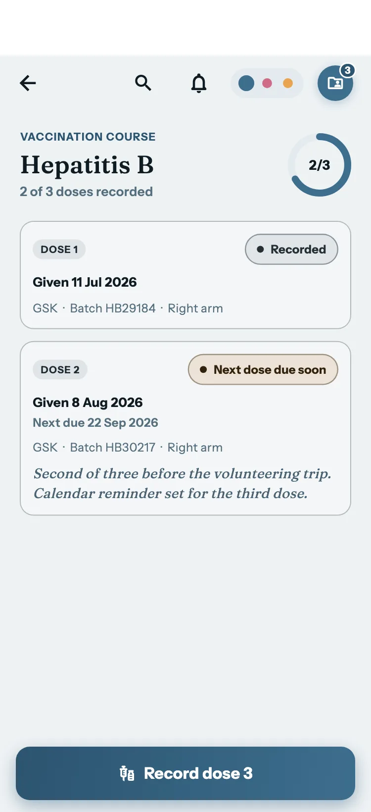 The Biojrnl multi-dose courses screen