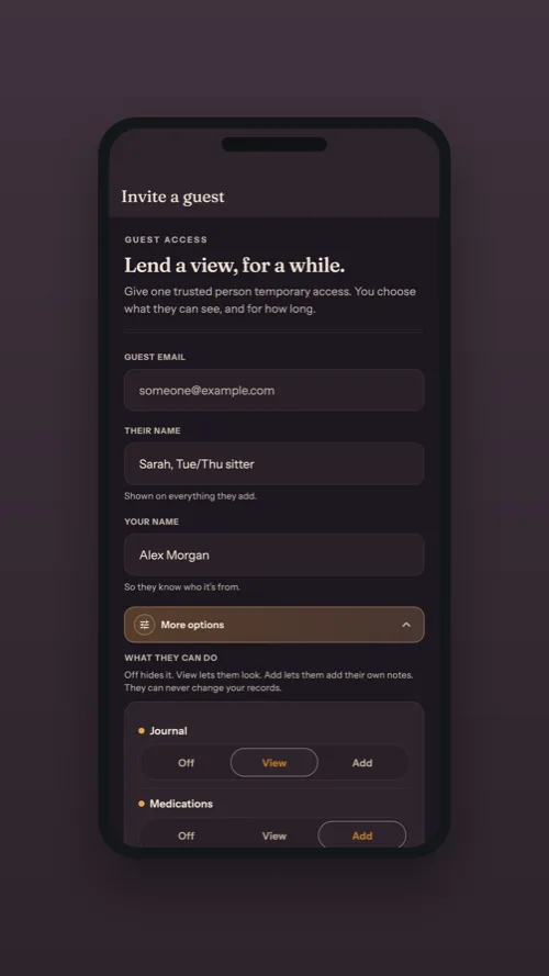 Inviting a guest and choosing exactly what they can see