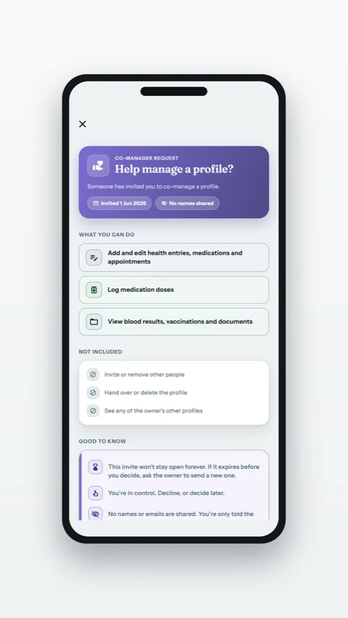 The consent screen a guest sees before accepting an invitation