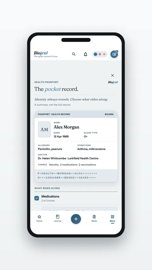 The Health Passport, the essentials on one card