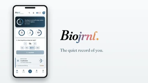 The home screen beside the Biojrnl wordmark, 16:9