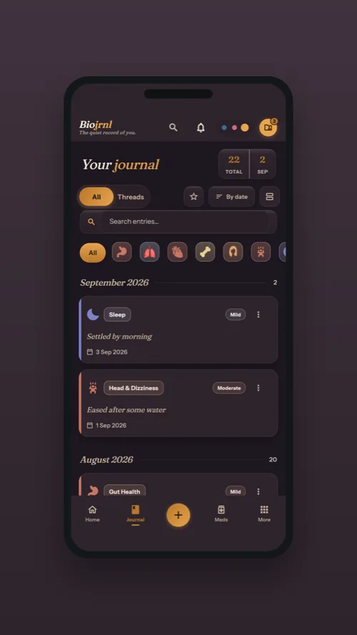 The same journal in the dark Dusk theme